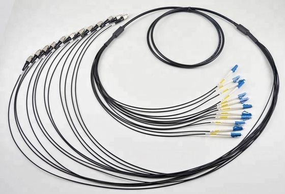 Outdoor Tactical Armored Fiber Optic Patch Cord 12 Cores LC/UPC To ST/UPC Single Mode 12Fiber